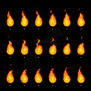 火热动画烈和热的焰故事板用于开发游戏点火力动画孤立矢量框火画火烈和动画框背景图片
