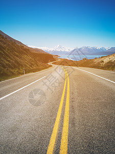 新西兰南部岛屿的高速公路景观高清图片素材