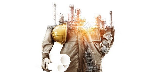 石油天然气和化炼油厂其双重接触艺术展示出下一代的电力和能源业务背景图片