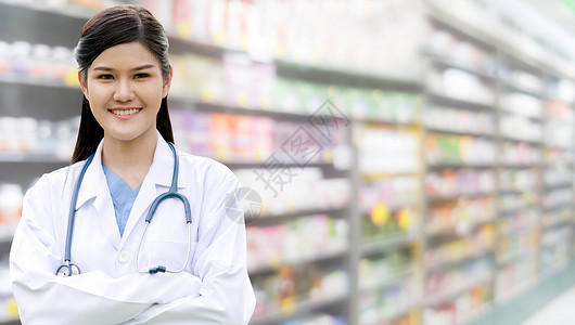 医院或药房的专业医生或药剂师疗保健业务广告高清图片素材