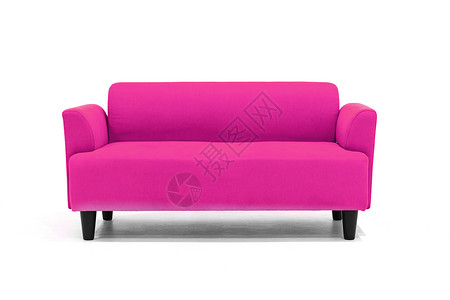 粉色扫描型的现代沙发白色背景现代和最低限度的家具设计为时尚的客厅图片