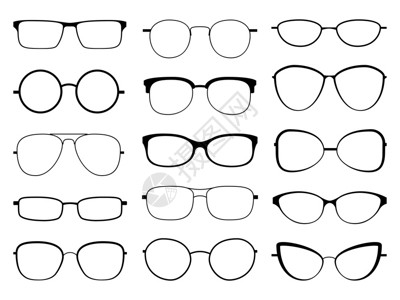 时装的太阳镜眼视觉不同形状镜框和时装边缘矢量圆形光透镜不同状框和时装边缘矢量插画