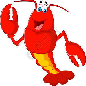 烤的虾红色卡通龙虾插画