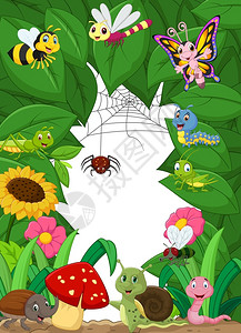 蚂蚁网素材卡通快乐的小动物矢量插图插画