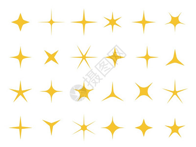 闪亮的恒星光恒星和闪形星光xma金黄亮的点孤立矢量符号设置亮的恒星和闪形矢量设置背景图片