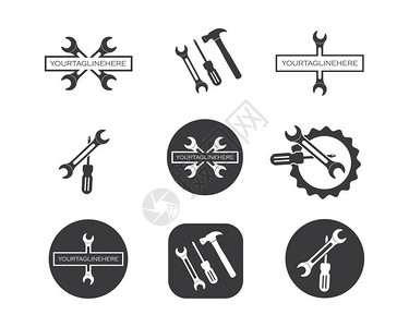 汽车修理设计的扳手等工具矢量插图图片