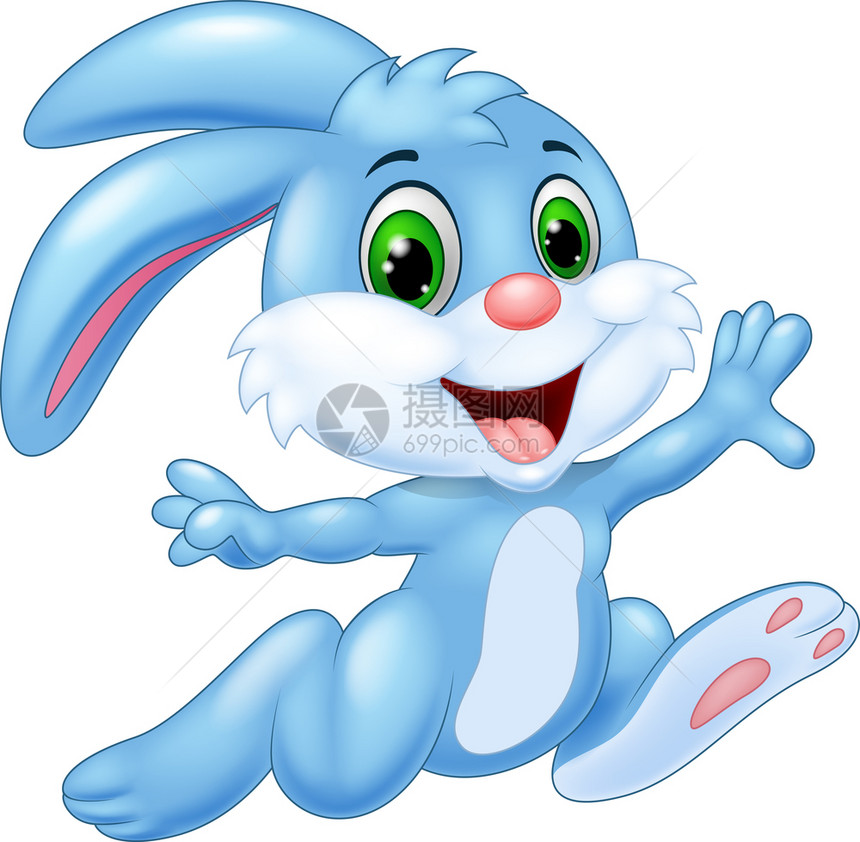 奔跑和快乐的卡通兔子图片