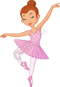 跳芭蕾舞的女孩卡通年轻女孩跳芭蕾舞插画