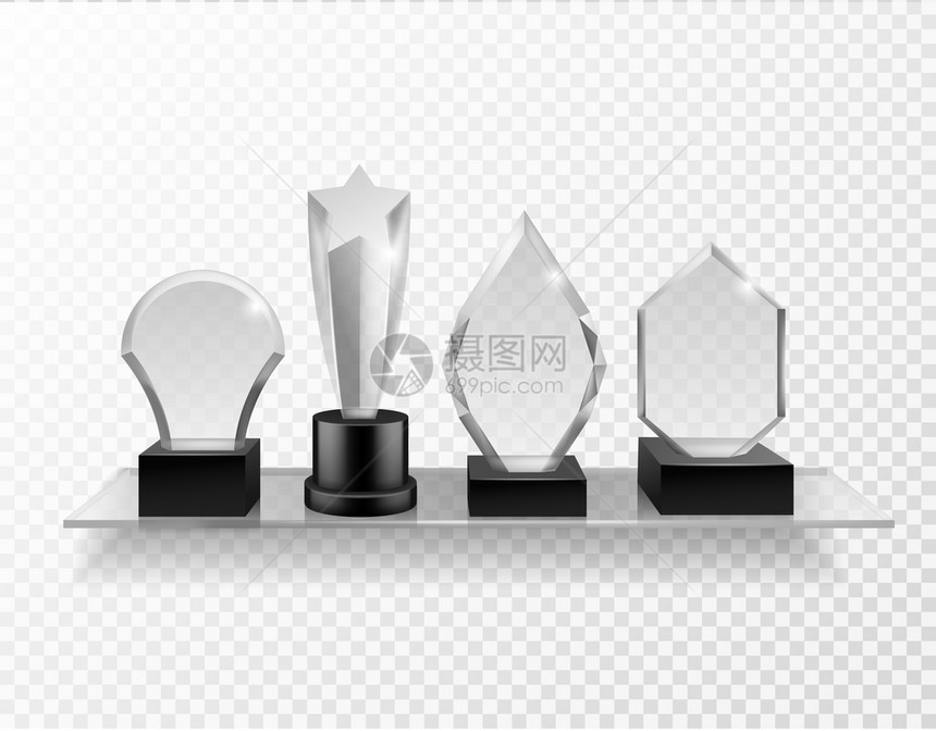 杯架上的玻璃奖现实的各种不同冠军奖在玻璃悬架上现实的各种不同冠军奖杯的闪亮玻璃体育成就矢量的透明水晶奖杯的现实各种不同冠军奖杯的图片