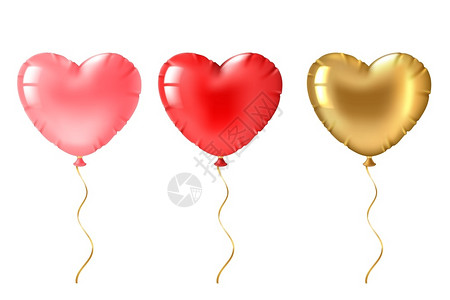 美女车模金美辛可爱的金粉红心形气球装饰情人节日设计元素浪漫的贺卡3d矢量飞浮球套装心气可爱的金情人节卡矢量套装的设计元素设计图片