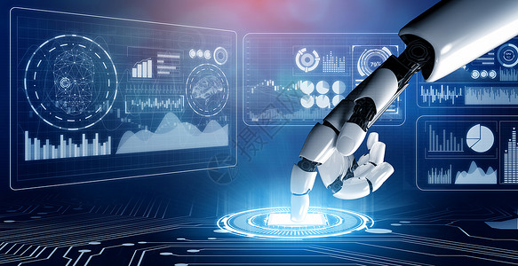 未来机器人技术开发工智能和机器学习概念人类未来生命的全球机器人生物学科研究设计图片