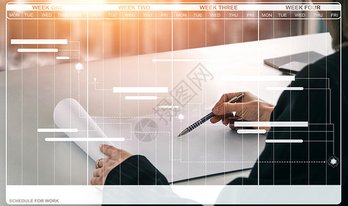 固定资产明细表业务规划项目管理时间表现代图形界面显示管理整个时间表的项目经理监测计划中每项任务期限的明细表背景