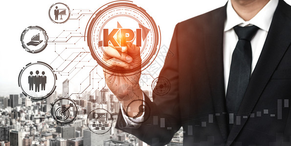 评价界面kpi商业概念主要绩指标现代图形界面显示职务目标评价的符号和营销kpi管理的分析数字背景