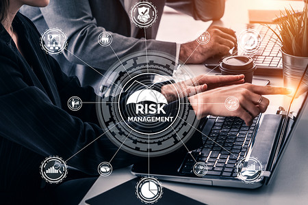 商业投资概念的风险管理和评估现代图形界面显示风险计划分析的战略符号以控制不可预测的损失和建立财务安全背景图片