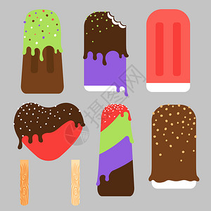冰淇淋和冰棒矢量元素图片