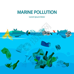 污水水和垃圾污染海洋设计图片