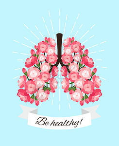 让呼吸更自由盛开的肺健康的好肺插画