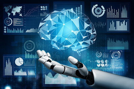3d使未来机器人技术开发工智能和机器学习概念成为未来机器人技术开发3d为人类未来生命进行全球机器人生物科学研究编程高清图片素材