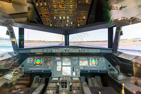 飞机驾驶舱内的航空仪表盘高清图片