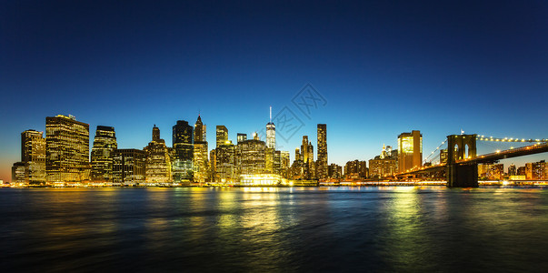 美国纽约曼哈顿夜间风景图片
