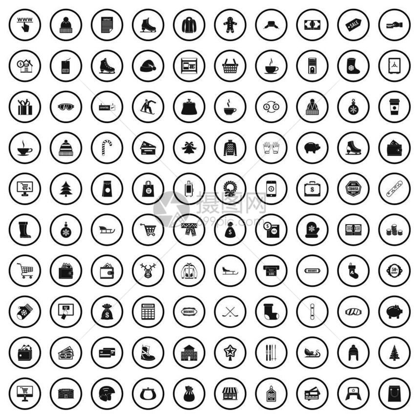 10个冬季购物图标为任何设计矢量图置简单样式10个冬季购物图标简单样式图片