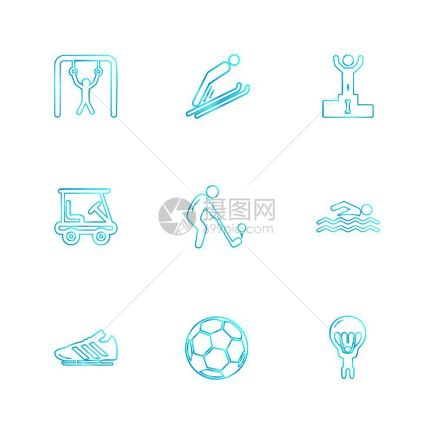 运动游戏夏季海滩马车饮料食品图表布料标矢量设计公寓收藏风格创意图片