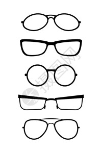 黑色的矢量眼镜组现代时装眼镜示意黑色的矢量眼镜组图片