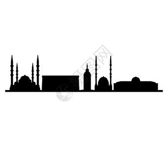 清真寺城市剪影设计图片