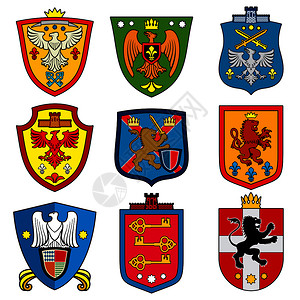 高贵的先天彩色盾牌展示皇室大王朝盾牌上的军服图片