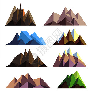 地貌的多边形折合金风格山区一系列峰自然图示多边形折合金风格山区的地形矢量元素背景图片