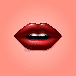 3d现实的矢量说明妇女红嘴唇迷人的感嘴唇迷人的红女感嘴唇插画