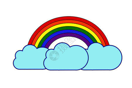 矢量手绘卡通彩虹和云矢量插画图片