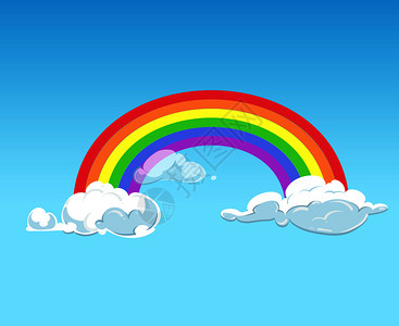 矢量手绘卡通彩虹和云矢量插画背景图片