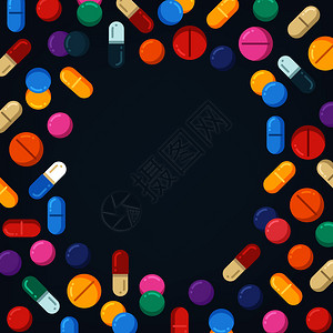 彩色药片药片药片丸物胶囊健康病媒概念背景彩色药片和丸用维生素胶片丸说明健康病媒概念背景插画