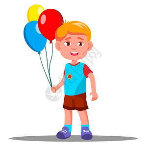 卡通可爱手拿气球的小男孩图片