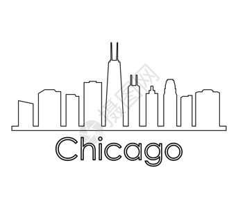 芝加哥城市芝加哥建筑剪影插画