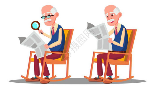 视力障碍老人插画