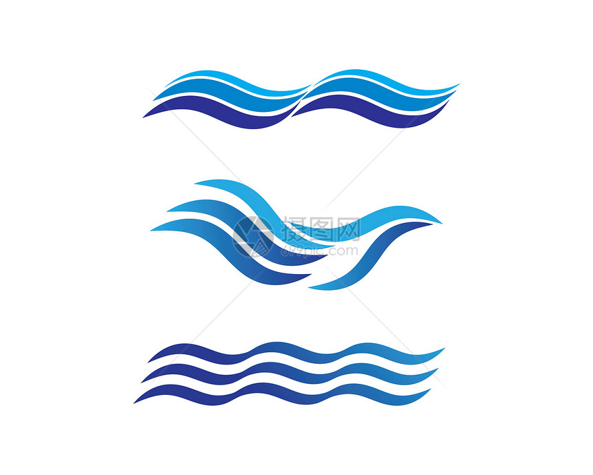 水波符号和图标志徽模板矢量图片