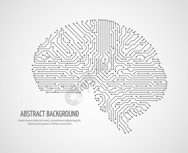 电子医学技术载体概念电子人类大脑技术图解数字人类大脑与计算机电路板子医学技术载体概念插画