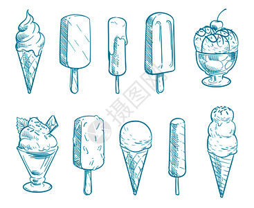 夏季食品手绘卡通冰淇淋图片
