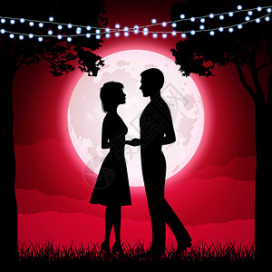 年轻男女在月球背景上的休眠女朋友和男约会情侣双休矢量图图片