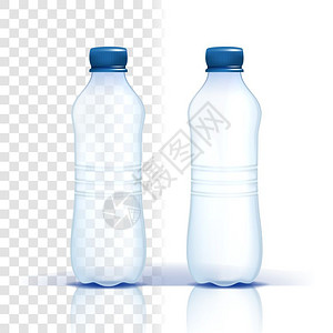 塑料矿泉水瓶3d写实矿泉水瓶水桶模板矢量图插画