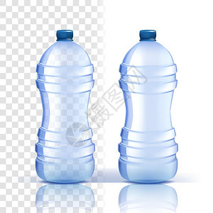 塑料矿泉水瓶3d写实矿泉水瓶水桶模板矢量图插画