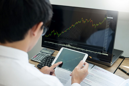 金融中介人研究证券交易统计讨论算机监测商业投资企家贸易概念规划高清图片素材