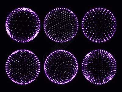 发光图带有光点原子或b粒科学图或虚拟现实球标的3d体抽象矢量集几何阵3d球体原子或b粒科学图或虚拟现实球标设计图片