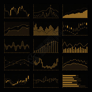 黑背景股票分析图形市场矢量说明商业数据财务图表黑背景股票分析图图片