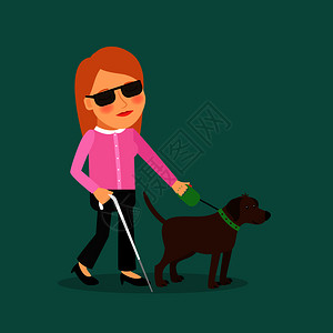 盲人和导盲犬一起走路图片