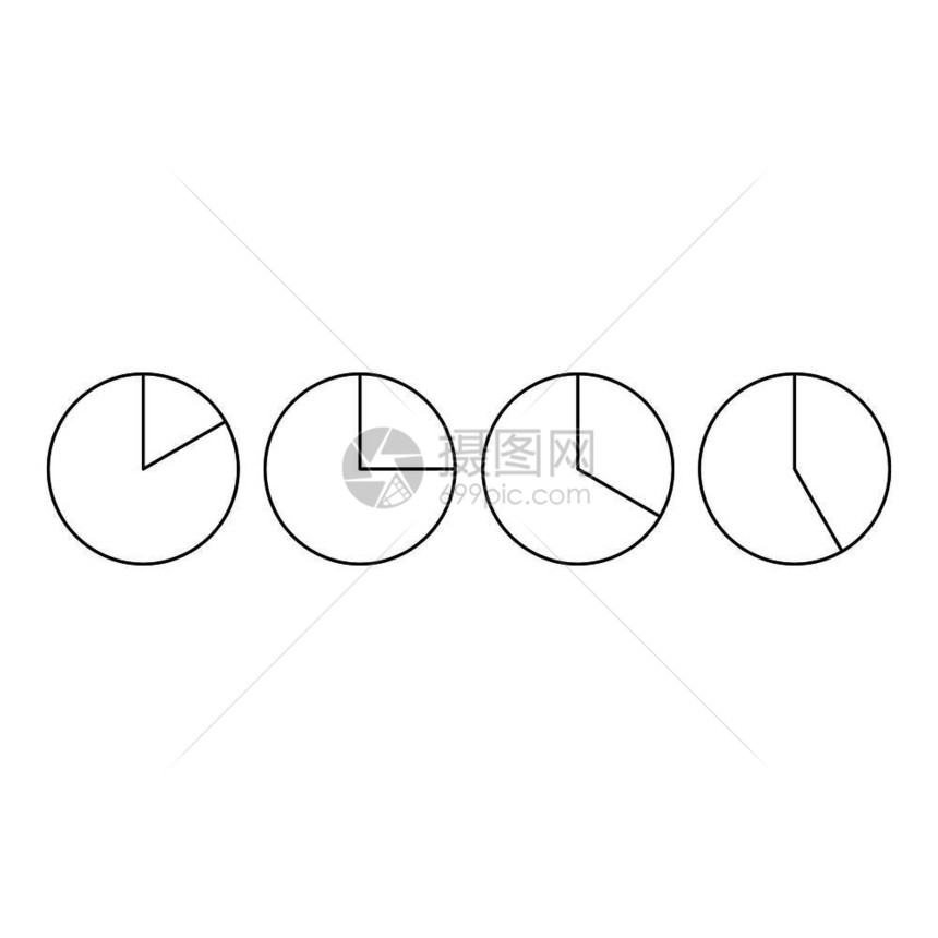 4个圆皮饼图示标用于webicon的个圆皮饼图示矢量标的大纲插Web的矢量图示个圆皮饼图示标大纲样式图片
