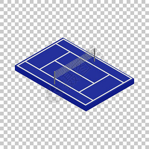 蓝色网纱透明背景上的网球场插画