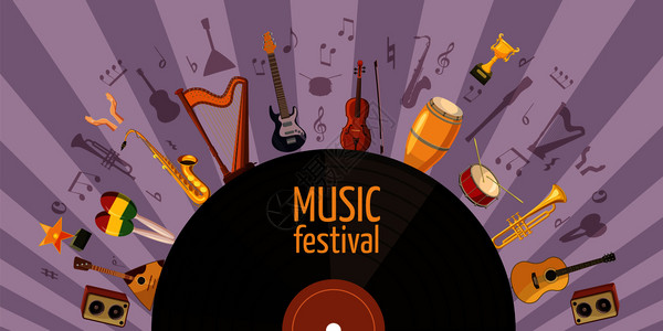 音乐节横向概念音乐节横矢量用于网络的漫画插图音乐节横卡通风格图片